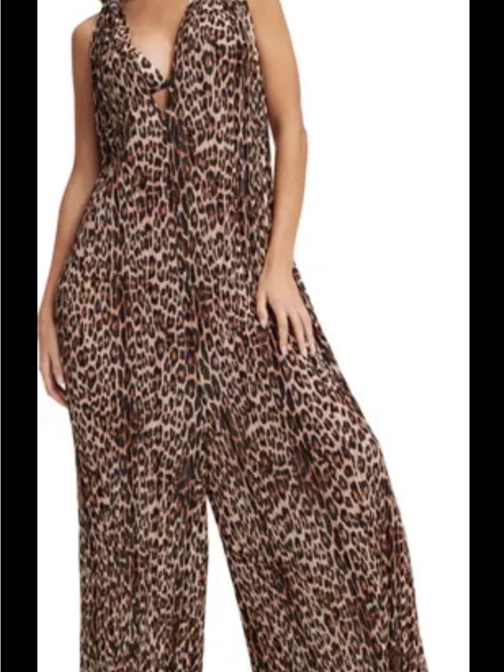 GOOD AMERICAN Leopard Print Wide-Leg Jumpsuit - XL